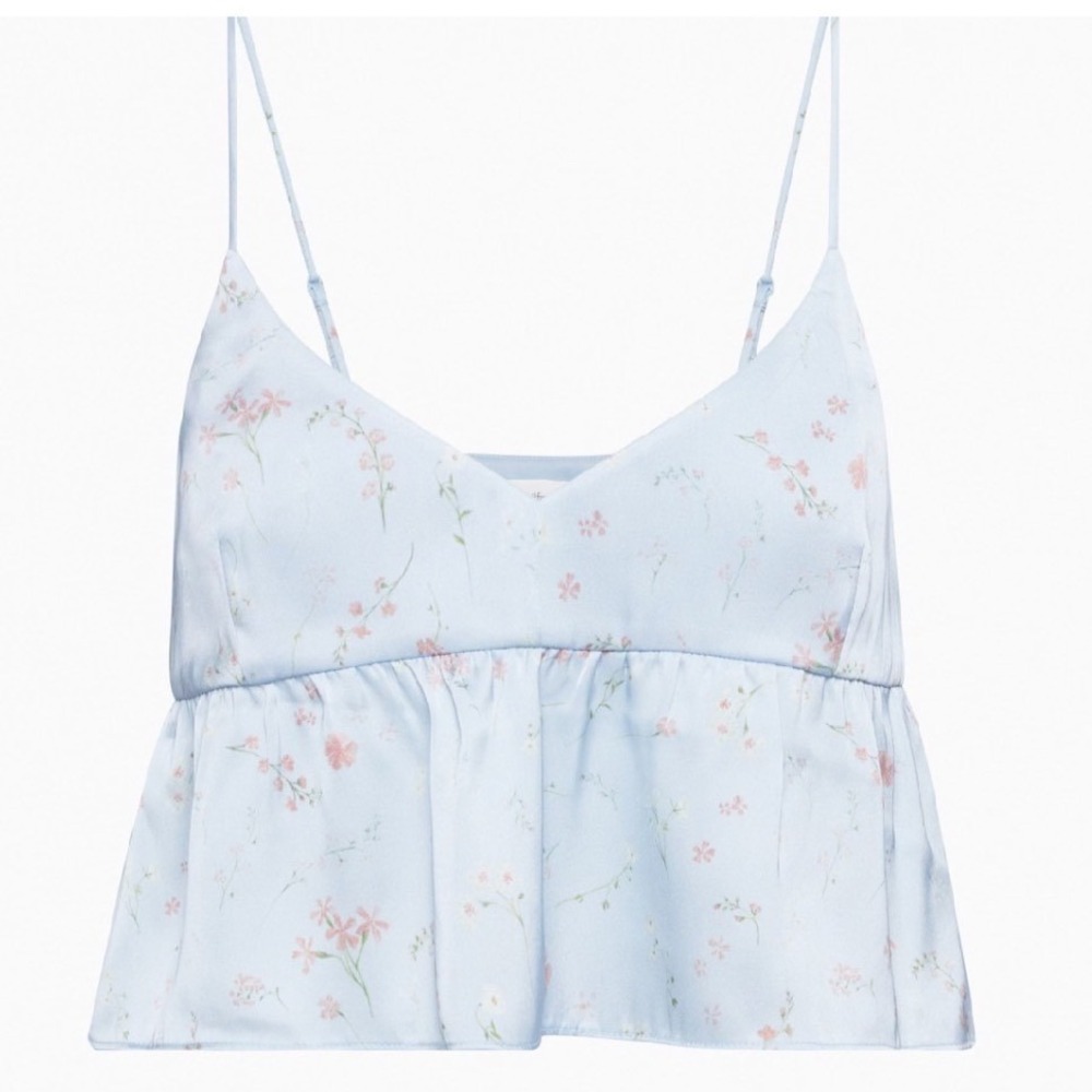 Wilfred Lover Camisole Size XS Aritzia in  Htwave Blu Blue Floral Peplum‎